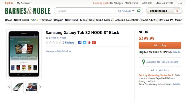 Fotografía - Barnes & Noble trae de nuevo el Nook como una versión de marca de Samsung 8 pulgadas Galaxy Tab S2