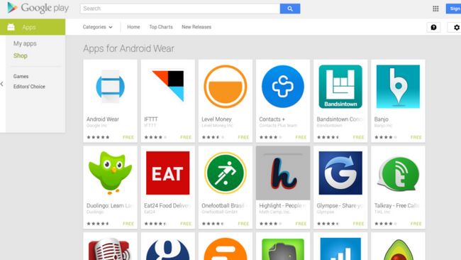 La página de Android aplicaciones Use Google Play Store