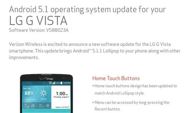 Fotografía - LG G Vista En Verizon Wireless Obtiene Android 5.1 Actualización de software OTA