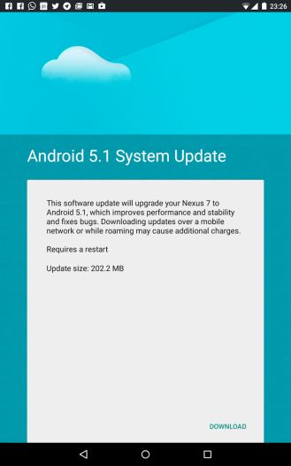 Fotografía - LTE-Equipado Nexus 7 2013 (Razorg) Obtiene Finalmente La actualización de Android 5.1