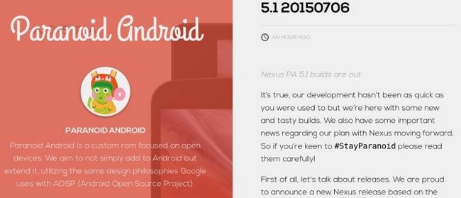 Fotografía - Paranoid Android 5.1 trata de dispositivos Nexus, las futuras actualizaciones probablemente tomará Incluso más en llegar