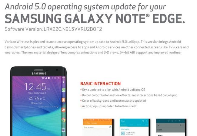 Fotografía - Samsung Galaxy Note Edge En Verizon Obtiene Android Lollipop En Última actualización OTA