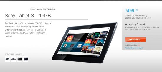 Fotografía - Sony Tablet S Al llegar el 16 de septiembre por $ 499. ¿Va usted comprar uno?
