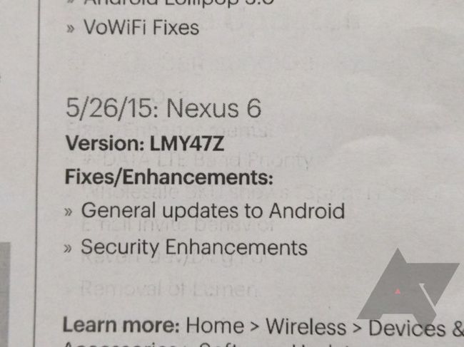 Fotografía - Sprint Doc Interna Says Android 5.1.1 (Build LMY47Z) está viniendo a El Nexus 6 El 26 de mayo