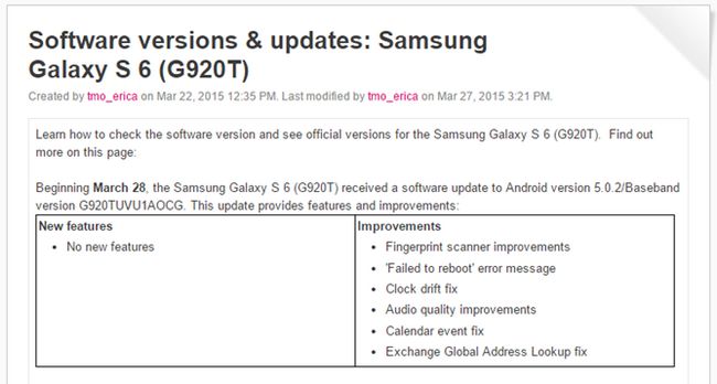 Fotografía - Versiones de T-Mobile de la galaxia S6 y S6 Galaxy Edge obtener su actualización Primera OTA