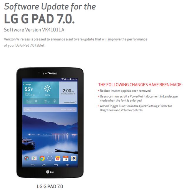Fotografía - Galaxy S4 Mini de Verizon y LG G Pad 7.0 LTE Recibe Actualizaciones OTA, Pero Sin Android Golpes
