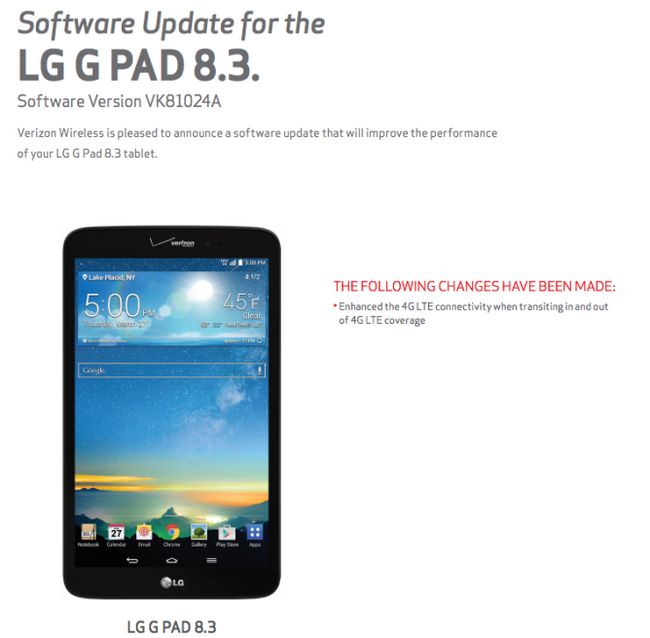 Fotografía - De Verizon LG G Pad 8.3 Obtiene una actualización menor con conectividad LTE mejorada