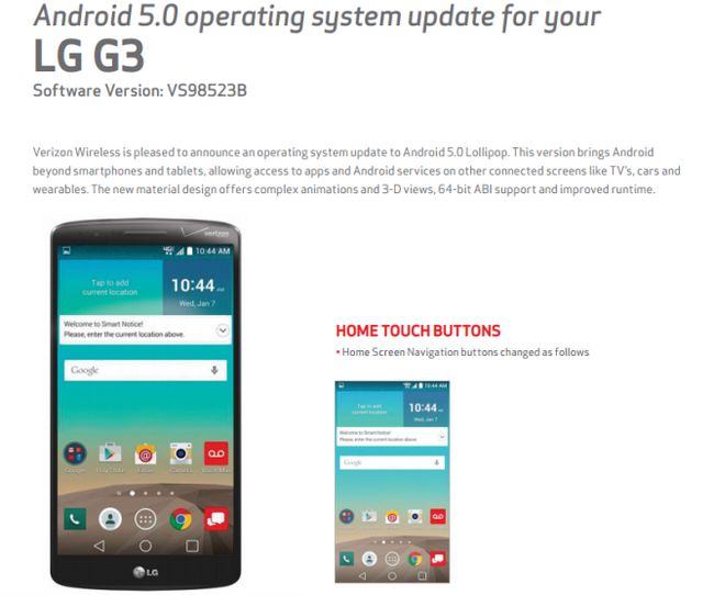Fotografía - LG G3 de Verizon finalmente está recibiendo su Android 5.0 Update