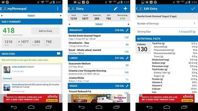 contador de calorías por MyFitnessPal mejores aplicaciones Android de dieta y nutrición aplicaciones Android