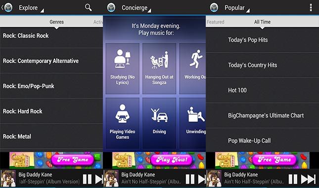 Songza aplicaciones de música para Android