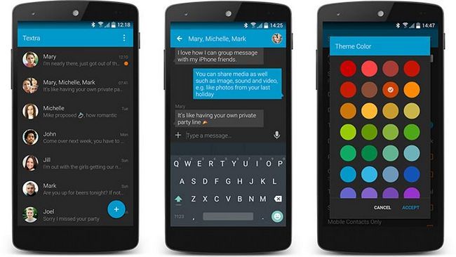 Textra mejores aplicaciones de mensajes de texto para Android