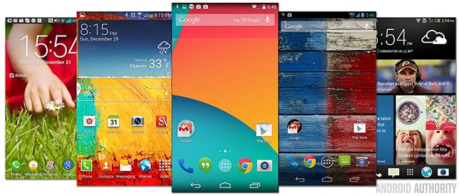 Todos los interfaces de usuario de Android 4.4 Nexus de Android Touchwiz LG UI