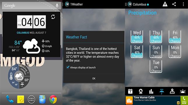 1Weather mejores aplicaciones meteorológicas para Android