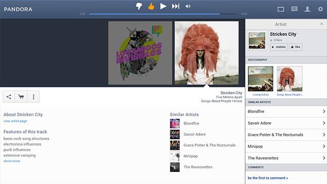 Pandora Internet Radio mejores aplicaciones de TV Android