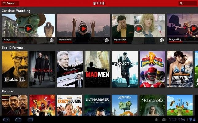 Netflix aplicaciones de la tableta androide 3