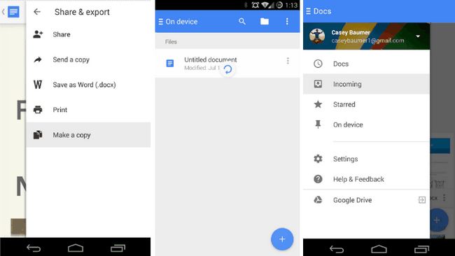 Diseño Material de Hojas de Google Drive Docs aplicaciones Diapositivas Android