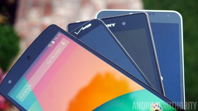 Mejores teléfonos Android Nexus frontal 5 LG G2 Sony Xperia Z1 Galaxy Note 3