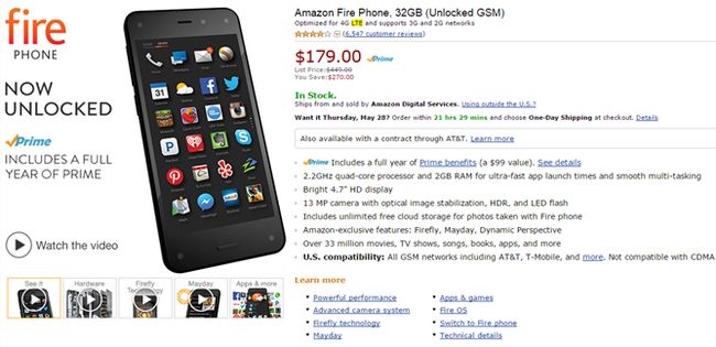 Fotografía - Amazon Drops The Fire Teléfono Precio nuevo: $ 179 desbloqueado, Still Incluyendo un año del primer ($ 100 Value)