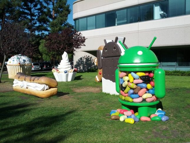 Estatuas Google césped de las versiones de Android