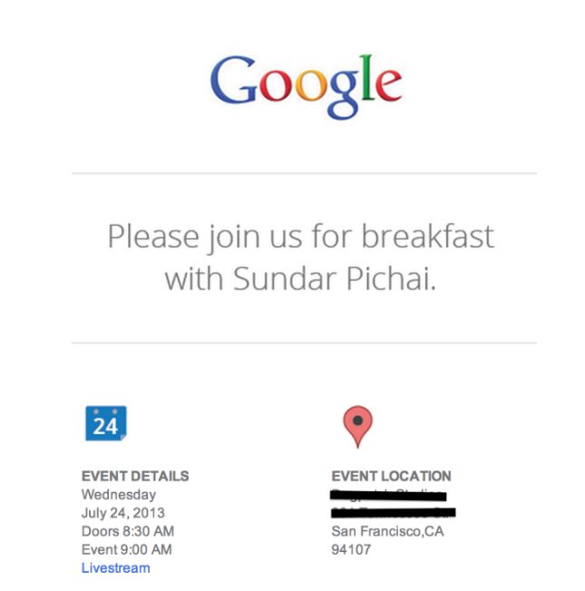 Google Desayuno con evento Sundar Pichai