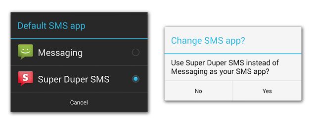 Android 4.4 KitKat aplicación de SMS por defecto