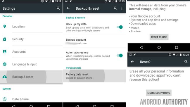 Android Lollipop Nexus 7 pasos de restablecimiento de fábrica