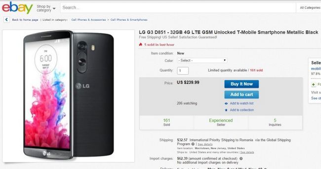 Fotografía - Deal: estrenar desbloqueado LG G3 en eBay por sólo $ 239.99