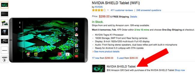 Fotografía - Deal: Comprar un escudo de la tableta Nvidia (16 o 32 GB) de Amazon y recibir una tarjeta de regalo de $ 30