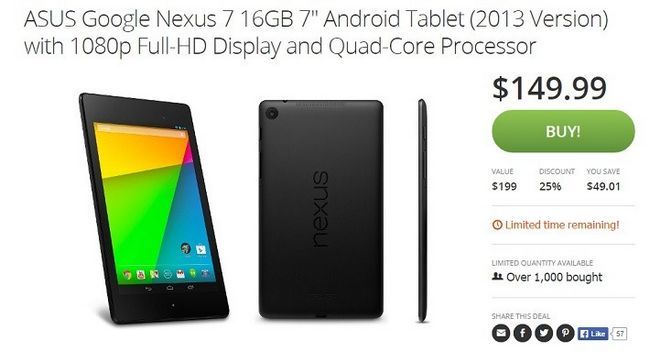 Fotografía - Deal: Nexus 7 (2013) por $ 149.99, nuevo en caja