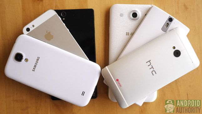 Smartphones Android apilados mejor apple iphone Samsung LG HTC