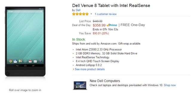 Fotografía - Obtener The Venue 8 7000 Excepcionalmente Cool-Looking 32GB Dell por sólo $ 359 (20%) en Amazon Oro Caja de Hoy