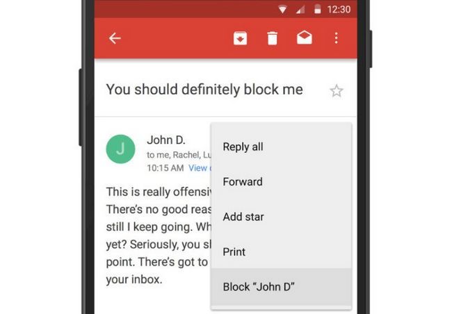 Fotografía - Google presenta Bloque Y Darse de baja Opciones Para El Gmail Android App