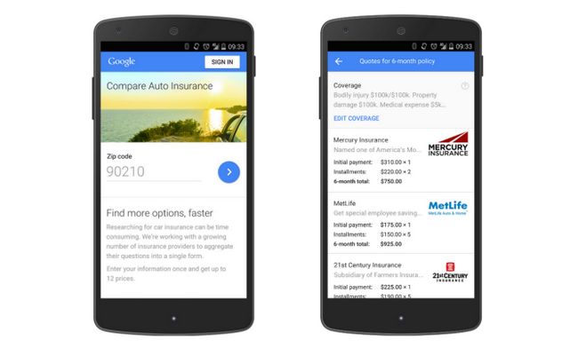 Fotografía - Google lanza una herramienta para comparar los proveedores de seguros de coche, California-Only For Now