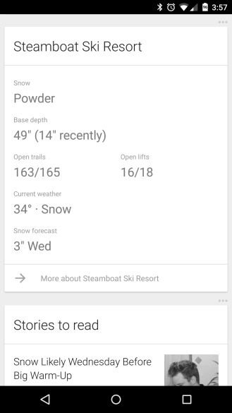 Fotografía - Google ahora proporciona Reporte de nieve Tarjetas Para Estaciones de Esquí