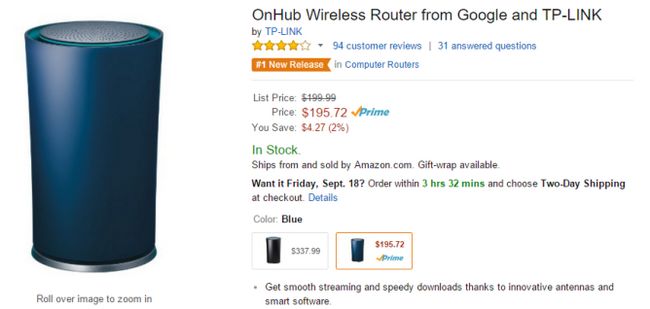 Fotografía - Google OnHub vuelva a estar disponible en Amazon y $ 5 más barato ($ 195.72)