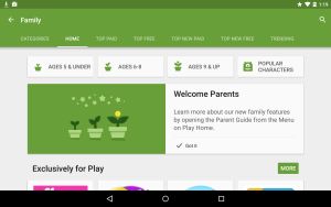 Google Play sección de Familia 1
