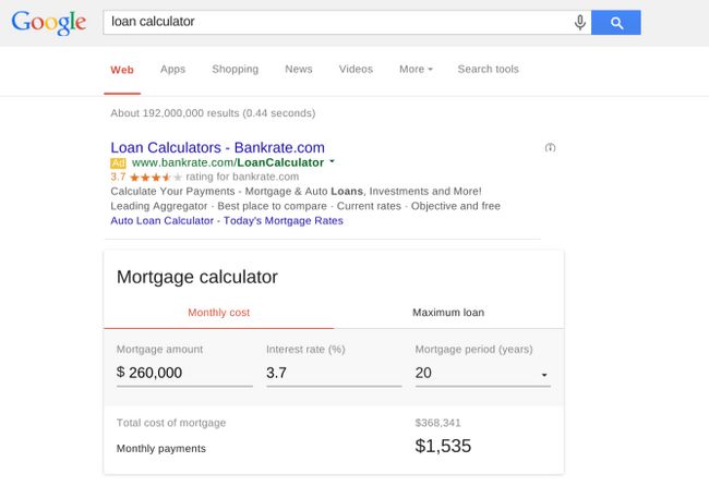 Fotografía - De Google Search Nueva Calculadora de hipotecas puede ayudar a planear más allá de la cuota inicial