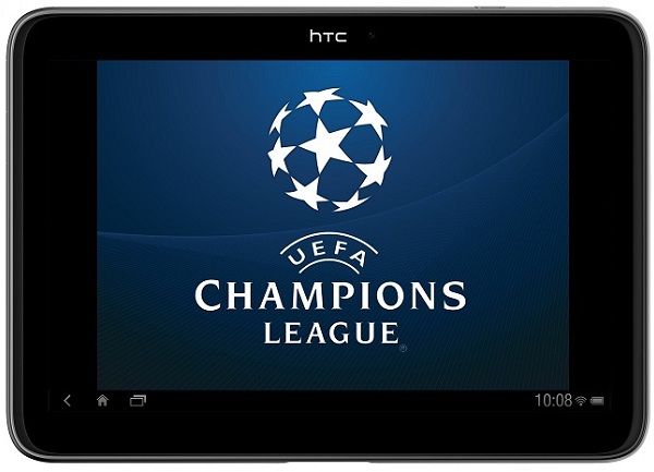 HTC tablet con el papel pintado de la UEFA