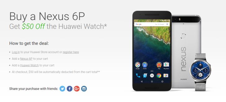 Fotografía - Huawei está tomando $ 50 de descuento en El Huawei reloj Si Usted Bundle con un Nexus 6P