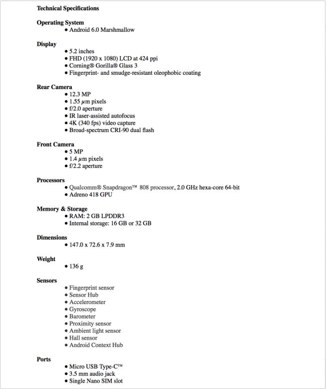 Fotografía - Documento filtrado revela completa Nexus 5X especificaciones, Confirma 2 GB de RAM