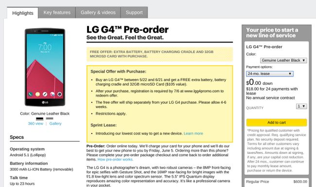 Fotografía - LG G4 que vienen a Sprint 05 de junio por $ 600, Pre-Pedidos Start Today-Libre Tarjeta 32GB MicroSD, Extra batería y soporte de carga Incluye Hasta 21 de junio