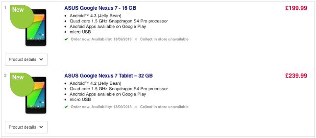 Nueva Nexus 7 Currys