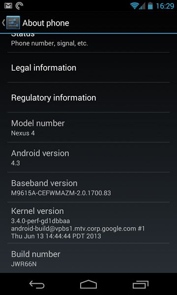 Nexus 4 con Android 4.3