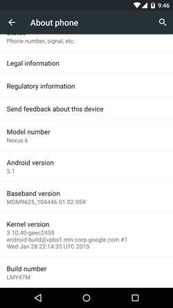 Fotografía - Nexus 6 Dispositivos con T-Mobile SIM Para Recibir actualización OTA a Android 5.1, Build LMY47M