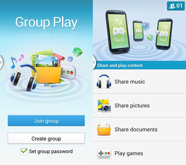 Samsung Galaxy S4 juego en grupo aa