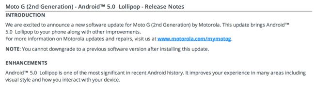 Fotografía - Remoje prueba para el Moto G (segunda generación) de actualización Lollipop empezando a desplegar
