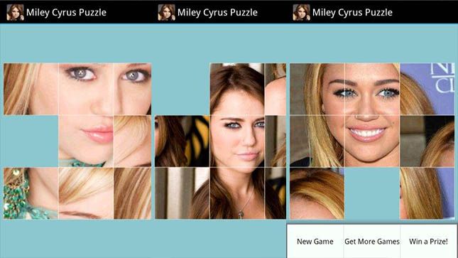 Miley Cyrus juego Puzzle - peores aplicaciones Android de 2013