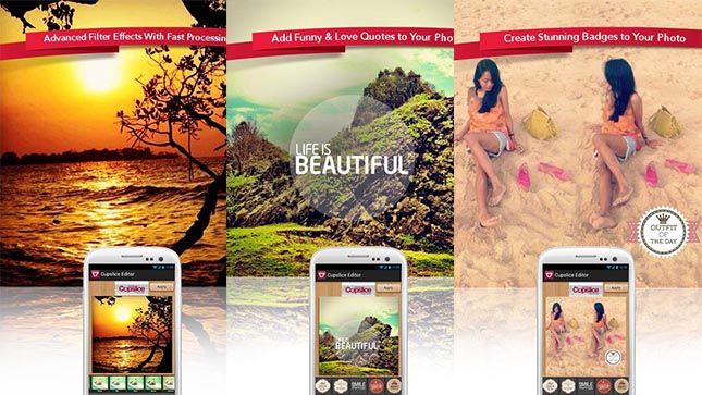 Cupslide mejores aplicaciones de edición de fotos para Android