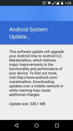Notificación de actualización Android Uno Marshmallow