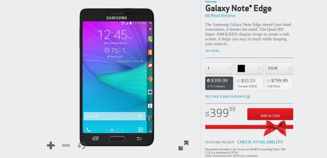 Fotografía - Verizon Repunta el borde Galaxy Note a un precio de $ 399 con un contrato de dos años o $ 799 Sin